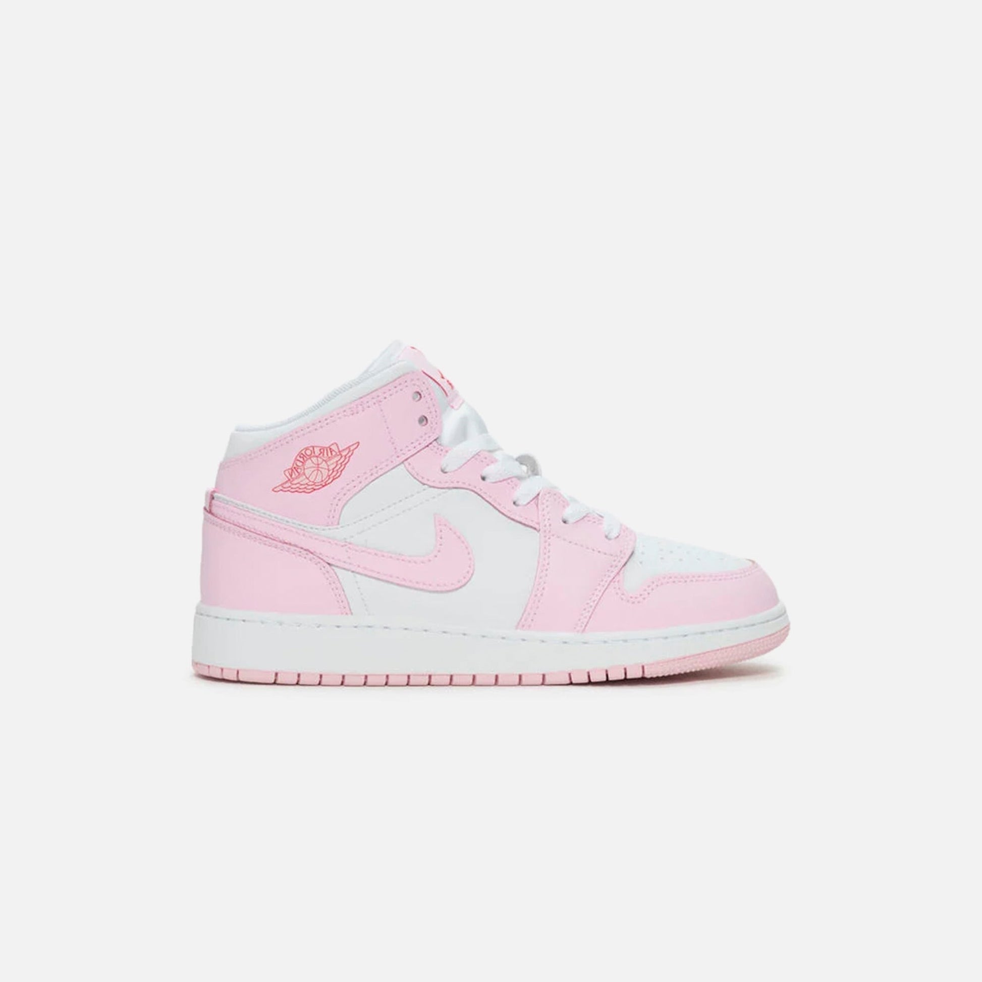 Kids Kith Jordan GS Air Jordan 1 Mid - Pink Foam / White / Fire Red