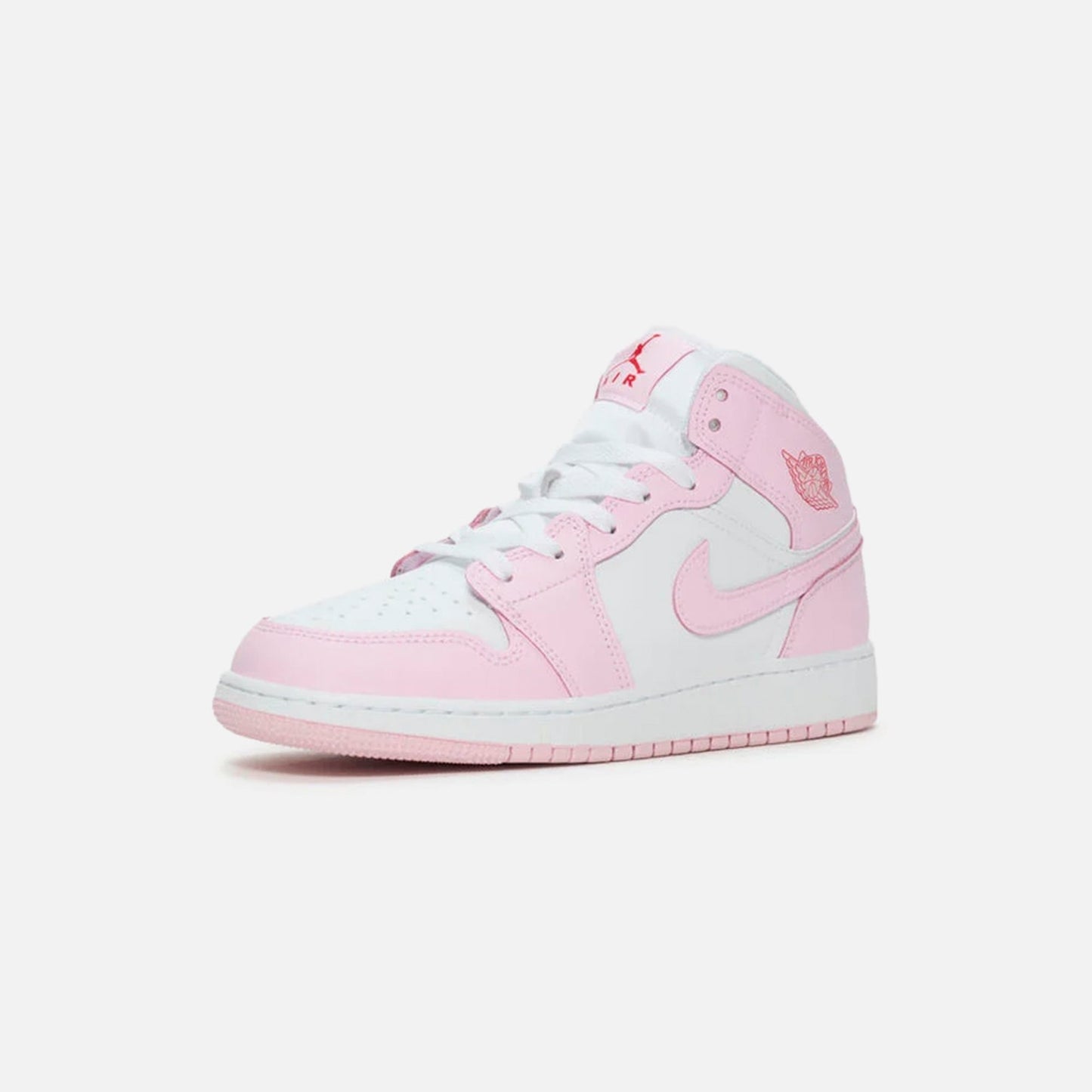 Kids Kith Jordan GS Air Jordan 1 Mid - Pink Foam / White / Fire Red