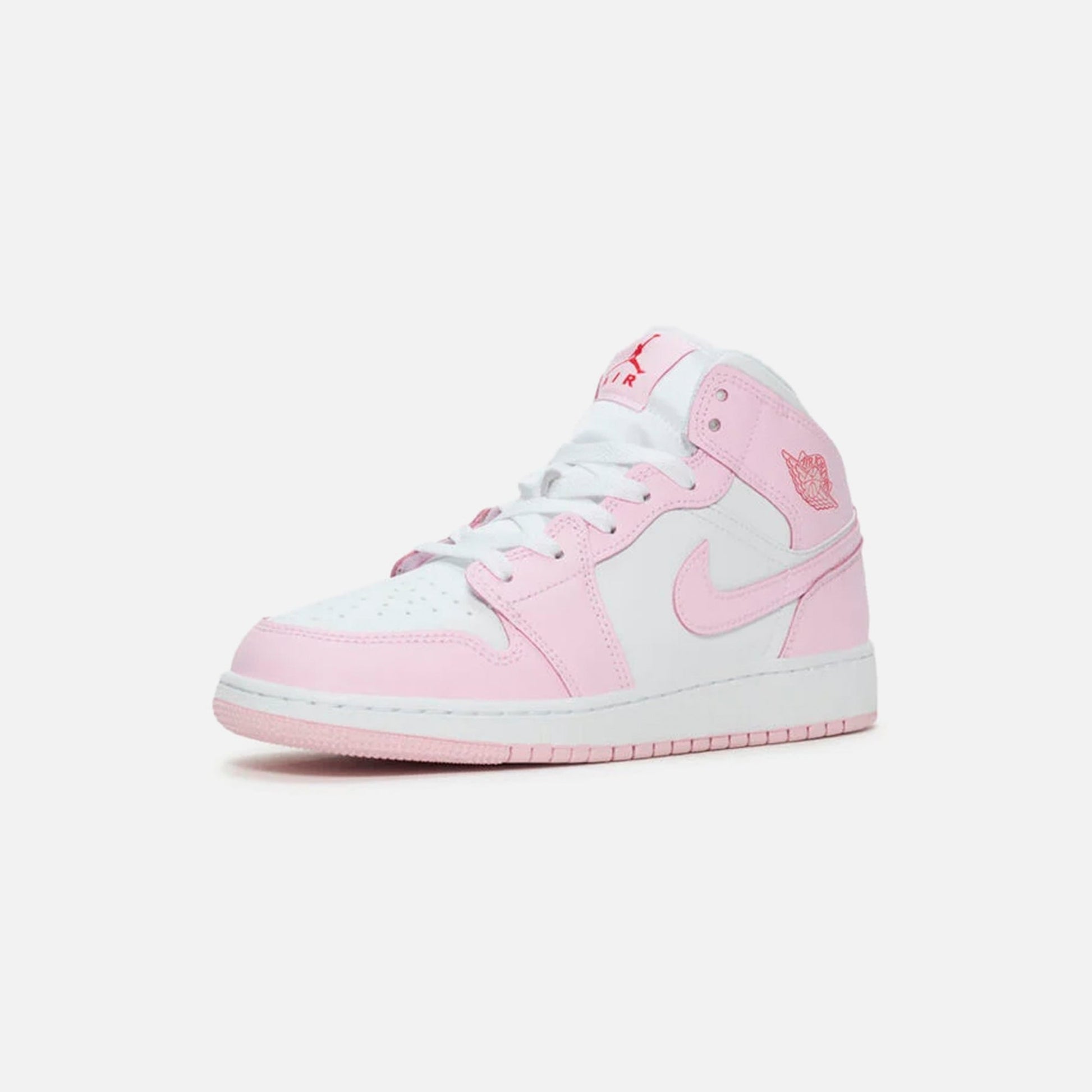 Kids Kith Jordan GS Air Jordan 1 Mid - Pink Foam / White / Fire Red