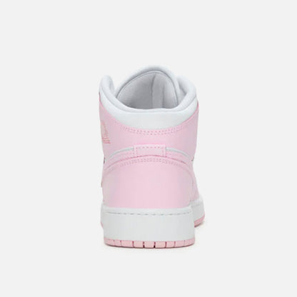 Kids Kith Jordan GS Air Jordan 1 Mid - Pink Foam / White / Fire Red
