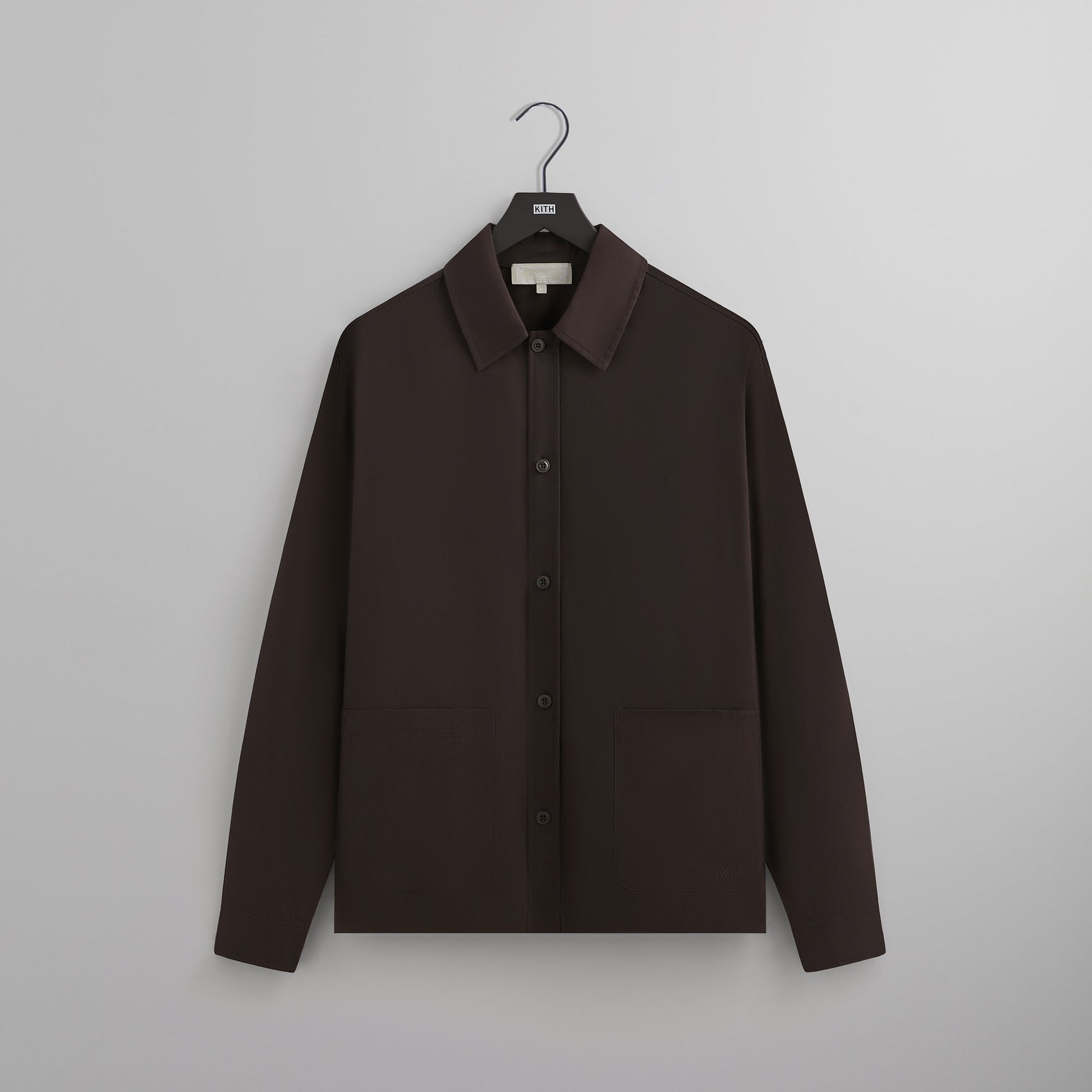 Men Kith Kith Silk Cotton Long Sleeve Boxy Collar Overshirt - Incognito