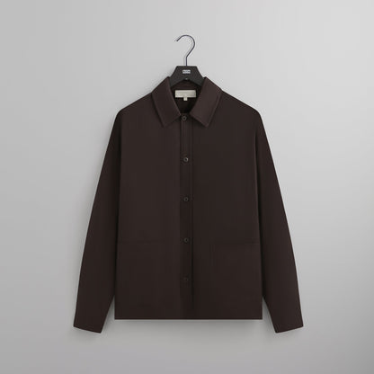 Men Kith Kith Silk Cotton Long Sleeve Boxy Collar Overshirt - Incognito