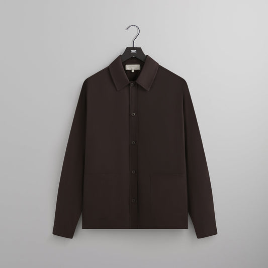 Men Kith Kith Silk Cotton Long Sleeve Boxy Collar Overshirt - Incognito