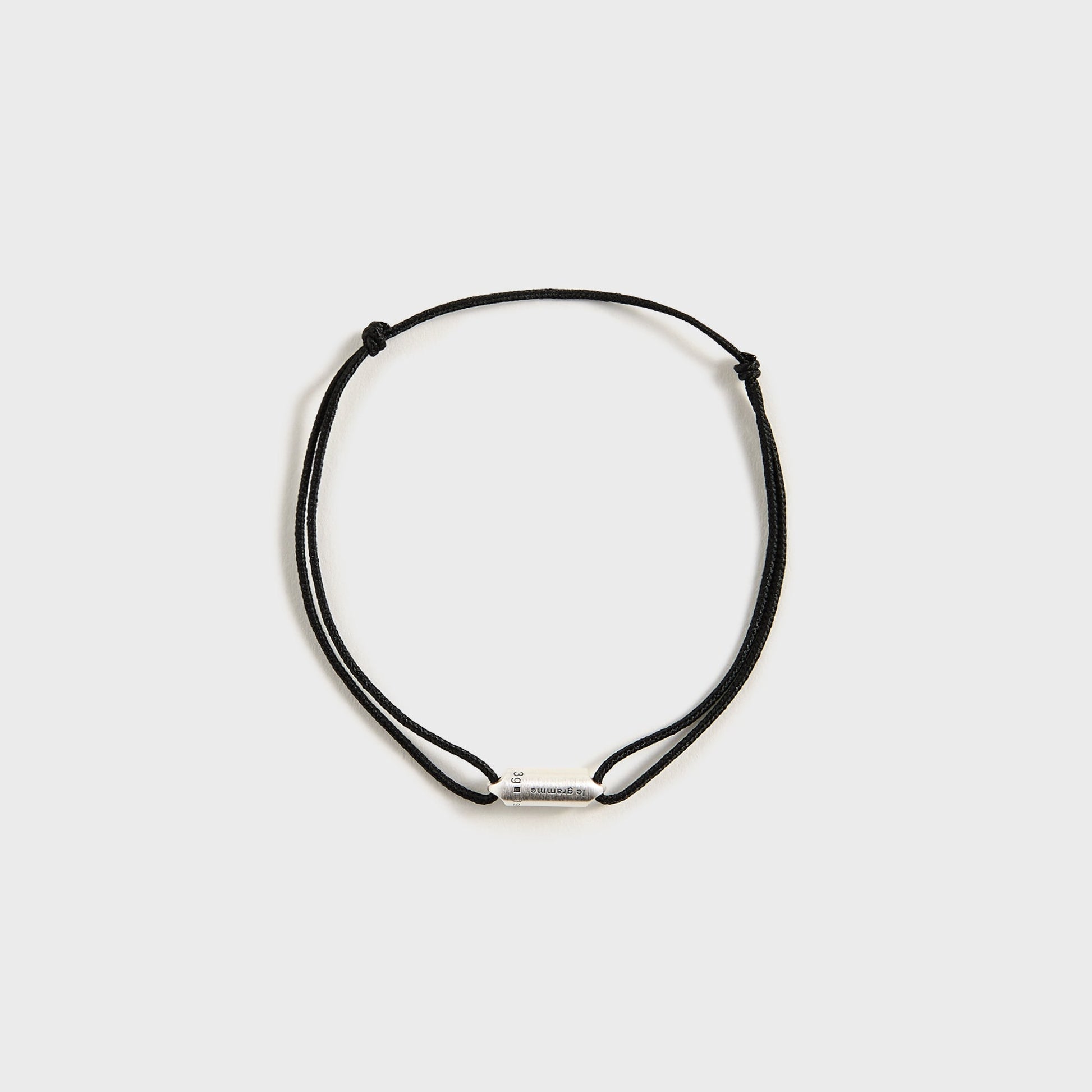 Men Kith Le Gramme 3g Brushed Sterling Silver Black Cord Bracelet Segment - Sil