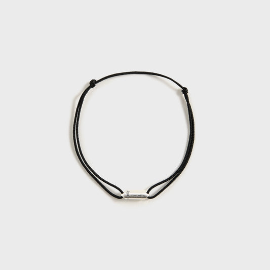 Men Kith Le Gramme 3g Brushed Sterling Silver Black Cord Bracelet Segment - Sil