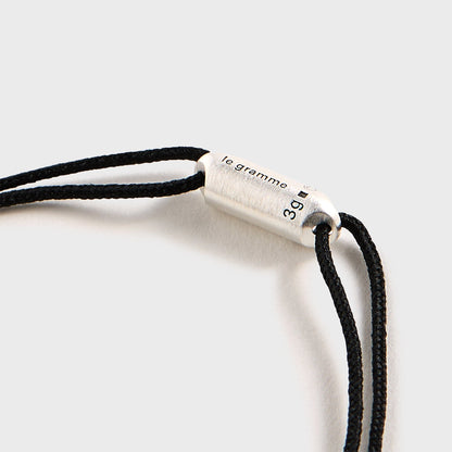 Men Kith Le Gramme 3g Brushed Sterling Silver Black Cord Bracelet Segment - Sil