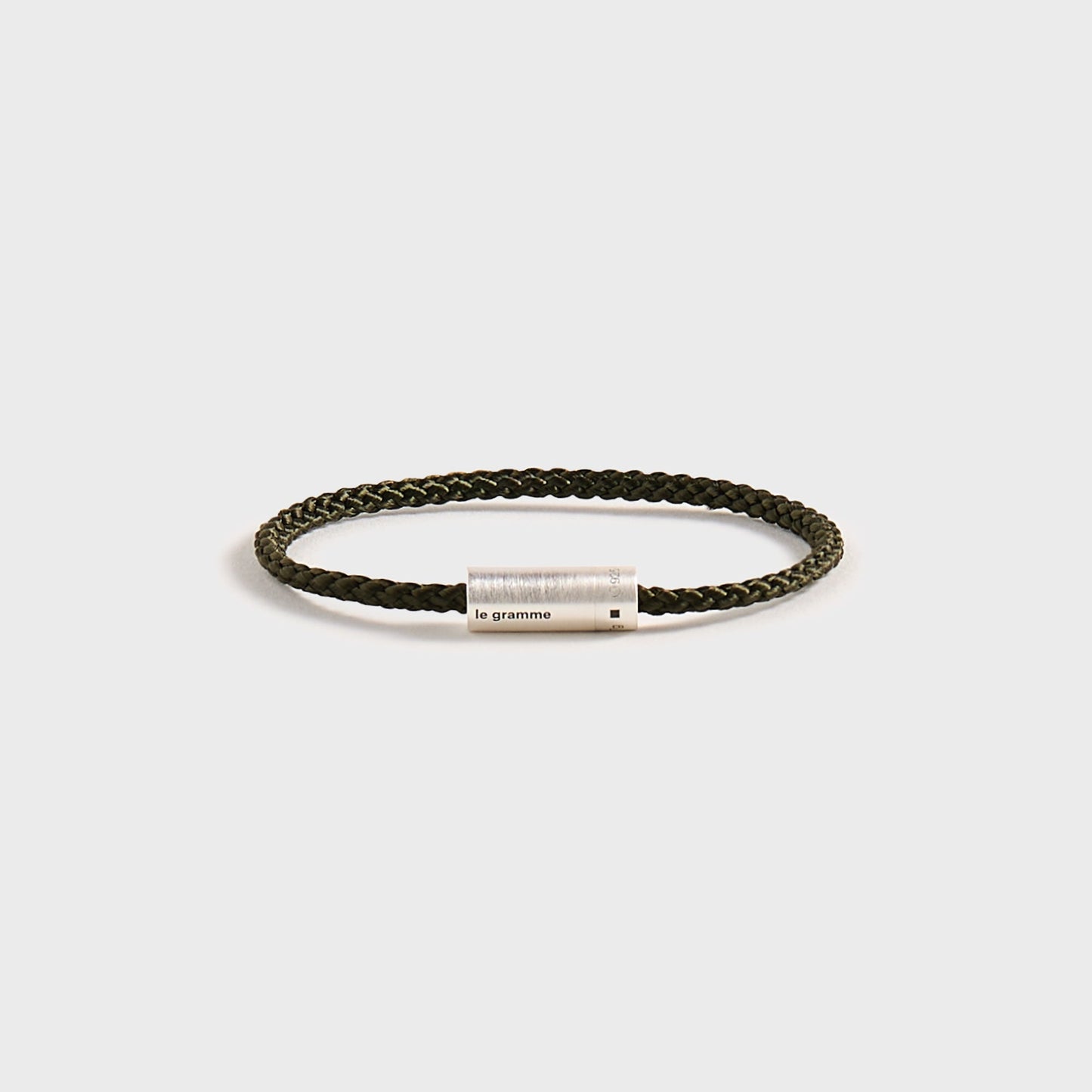 Men Kith Le Gramme 7g Brushed Khaki Nato Cable Bracelet - Silver / Khaki