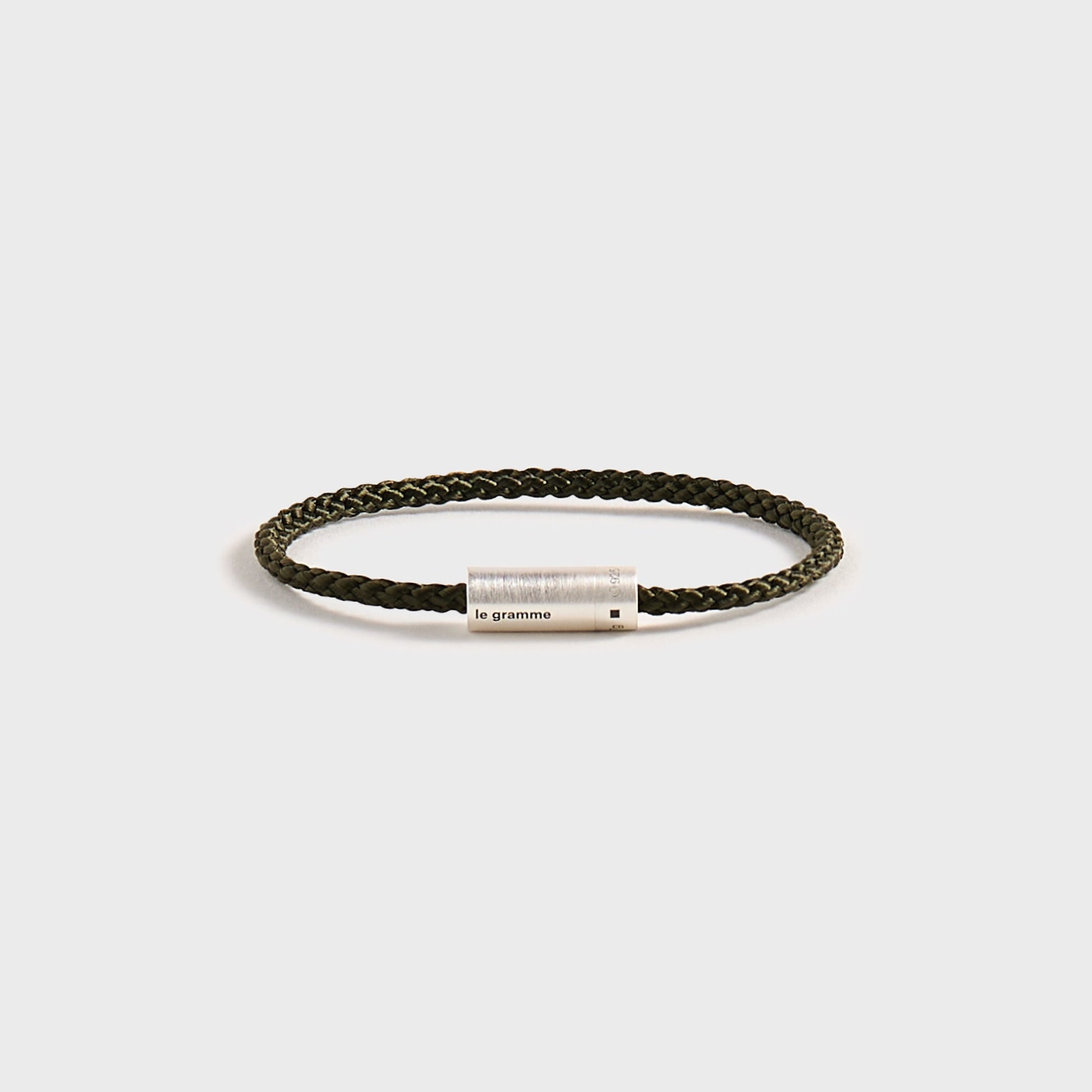 Men Kith Le Gramme 7g Brushed Khaki Nato Cable Bracelet - Silver / Khaki