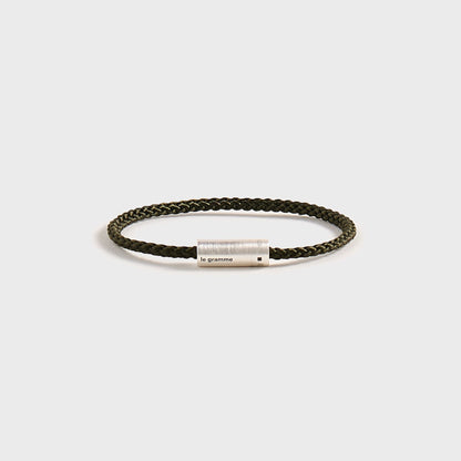 Men Kith Le Gramme 7g Brushed Khaki Nato Cable Bracelet - Silver / Khaki