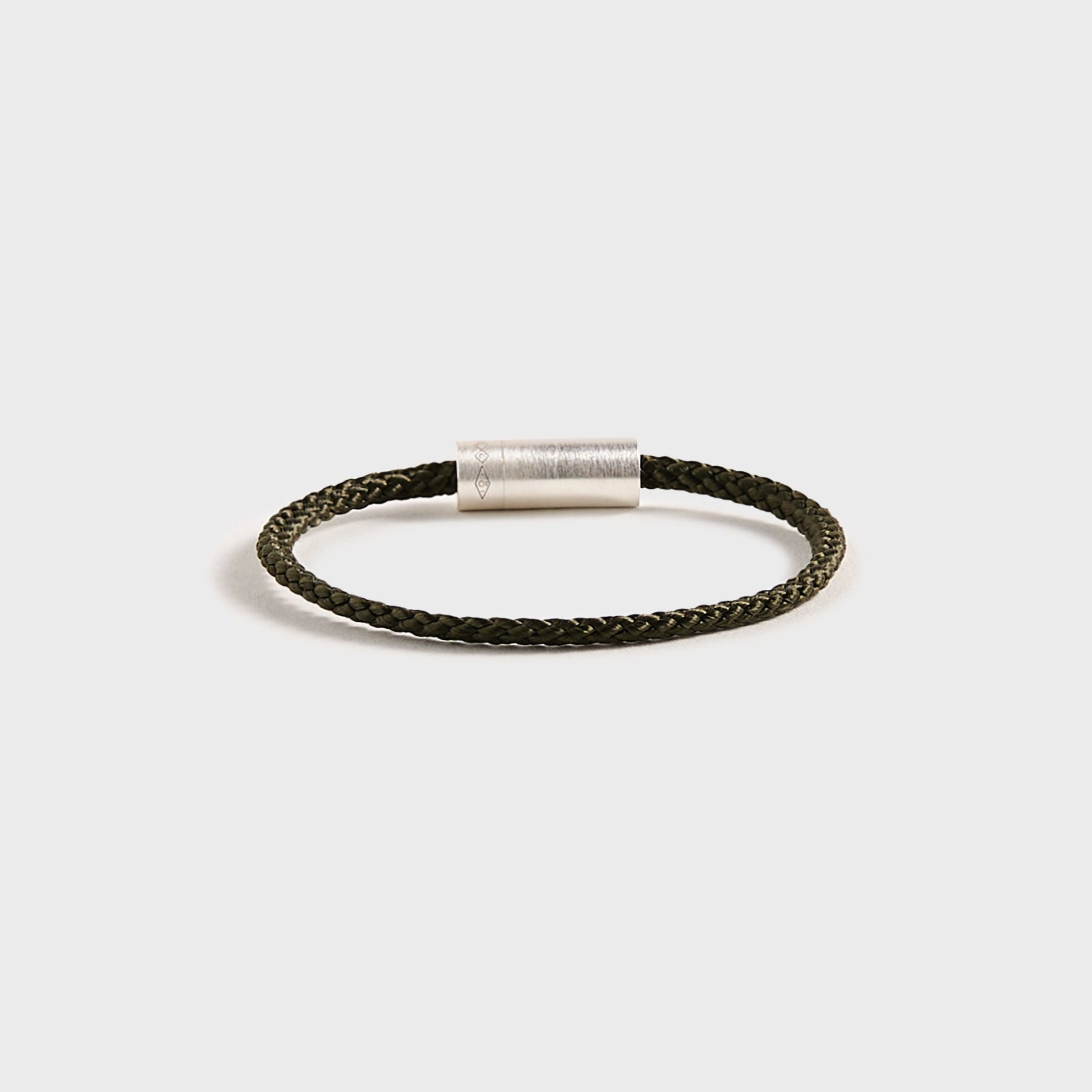 Men Kith Le Gramme 7g Brushed Khaki Nato Cable Bracelet - Silver / Khaki