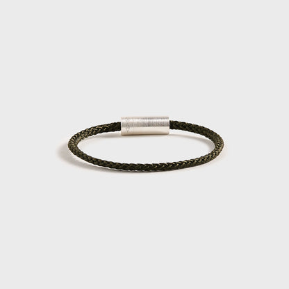Men Kith Le Gramme 7g Brushed Khaki Nato Cable Bracelet - Silver / Khaki