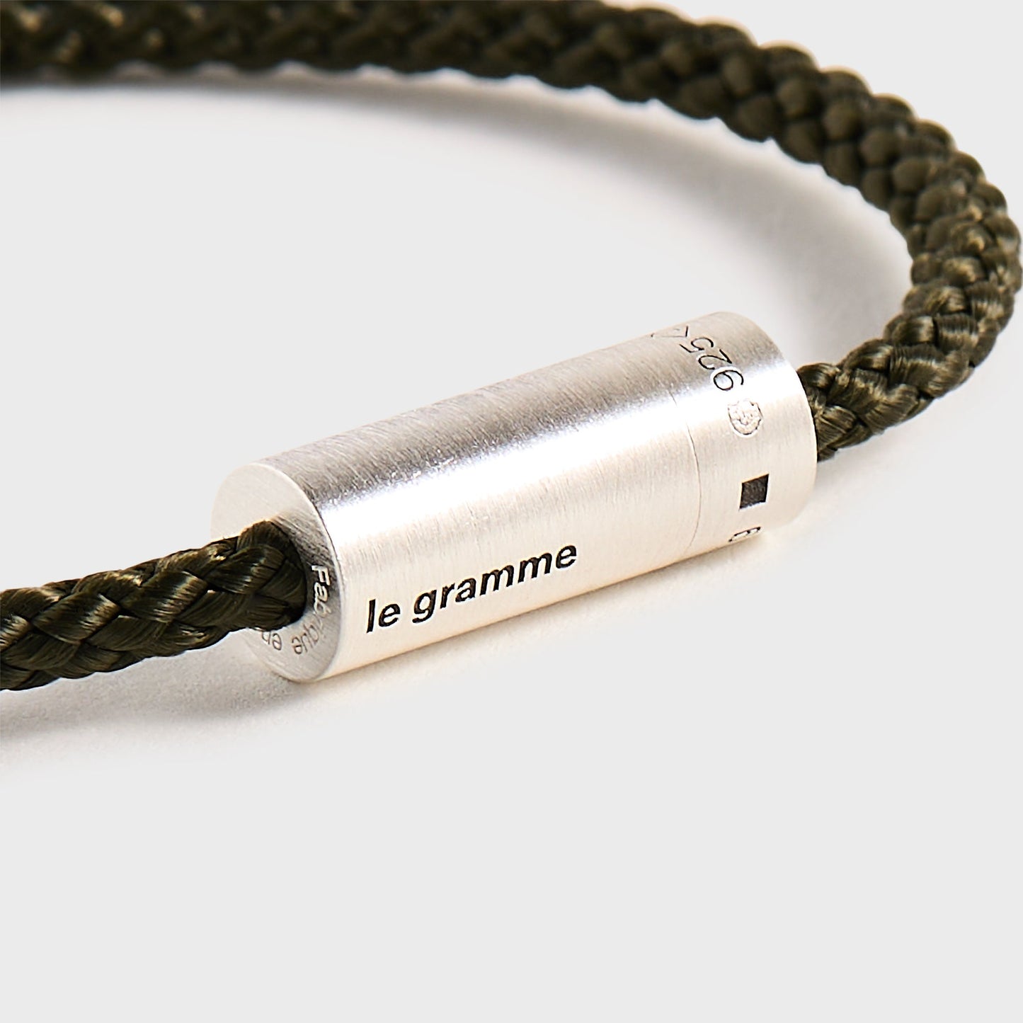 Men Kith Le Gramme 7g Brushed Khaki Nato Cable Bracelet - Silver / Khaki