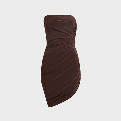 Women Kith Norma Kamali Strapless Diana Pickleball Dress - Chocolate
