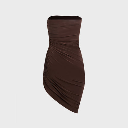 Women Kith Norma Kamali Strapless Diana Pickleball Dress - Chocolate