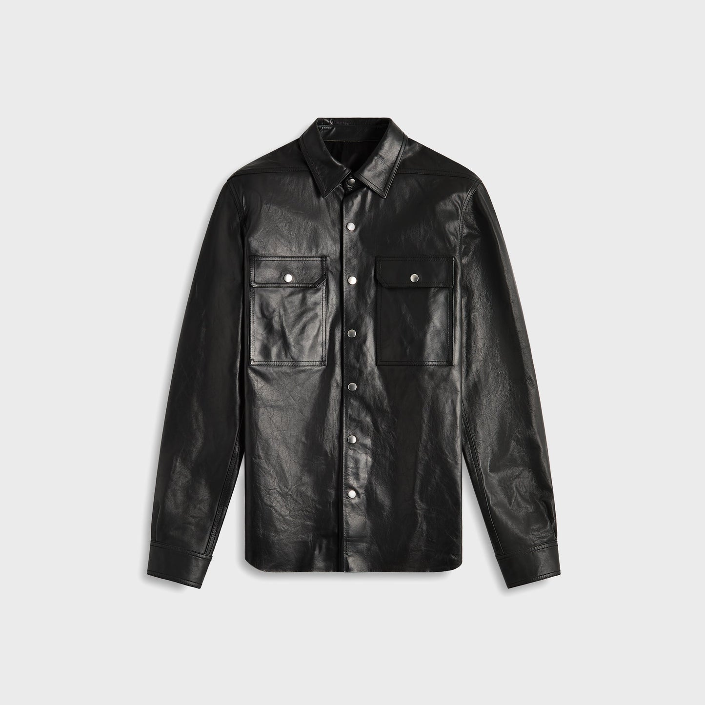 Men Kith Rick Owens Giacca In Pelle Outershirt - Black