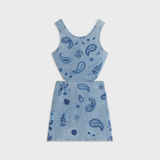 Kids Kith Kith Kids Floral Paisley Chambray Dress - Kent Light Wash
