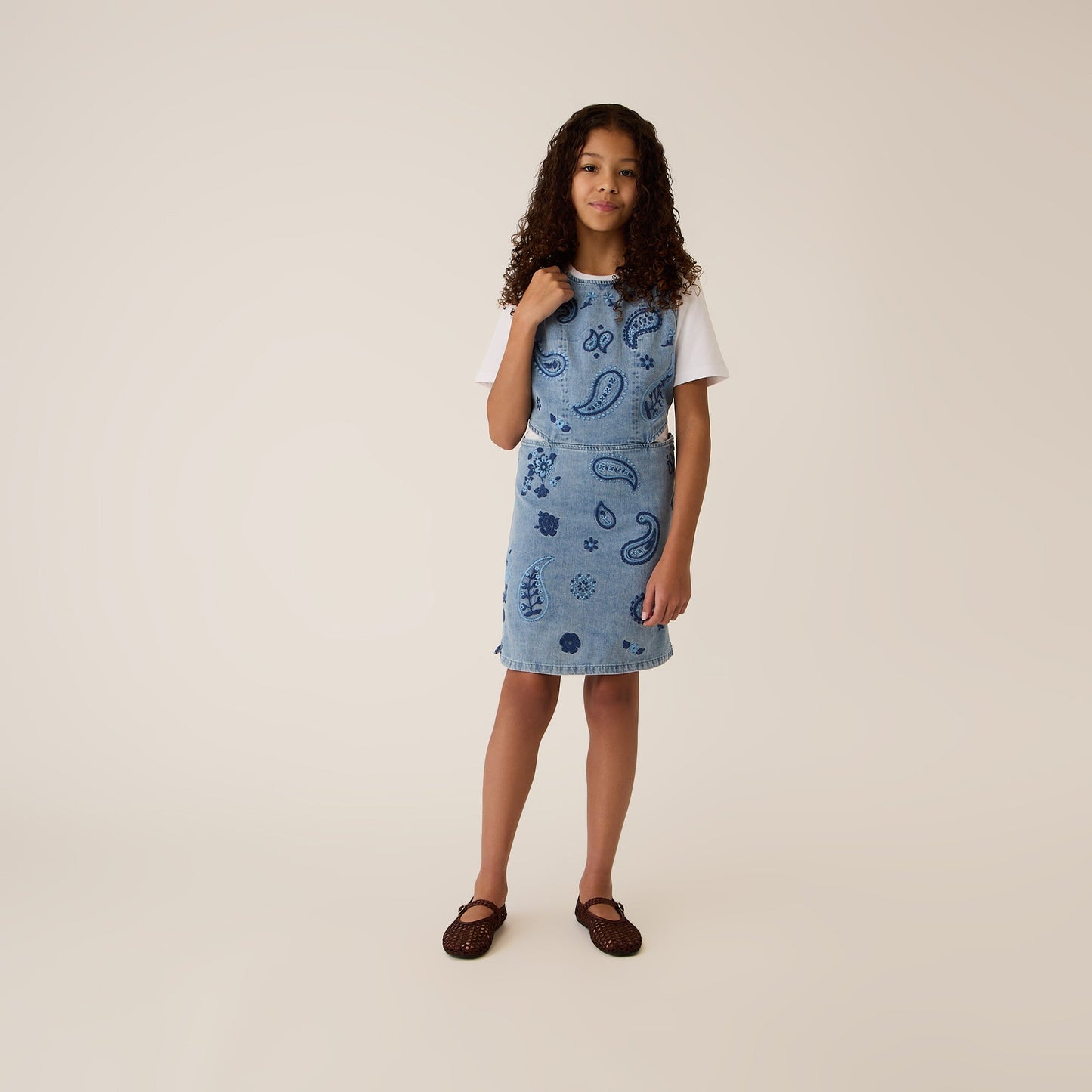 Kids Kith Kith Kids Floral Paisley Chambray Dress - Kent Light Wash
