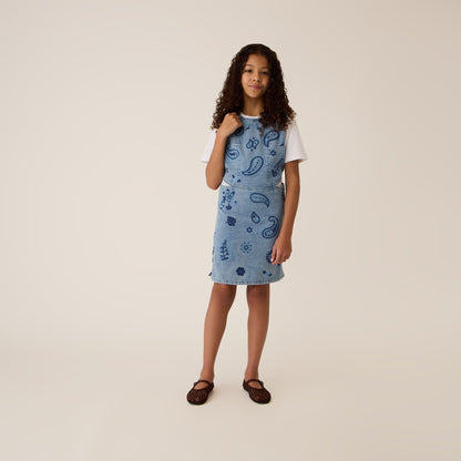 Kids Kith Kith Kids Floral Paisley Chambray Dress - Kent Light Wash