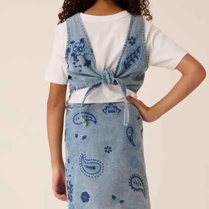 Kids Kith Kith Kids Floral Paisley Chambray Dress - Kent Light Wash
