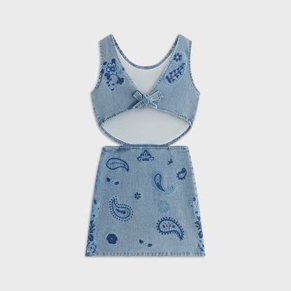 Kids Kith Kith Kids Floral Paisley Chambray Dress - Kent Light Wash