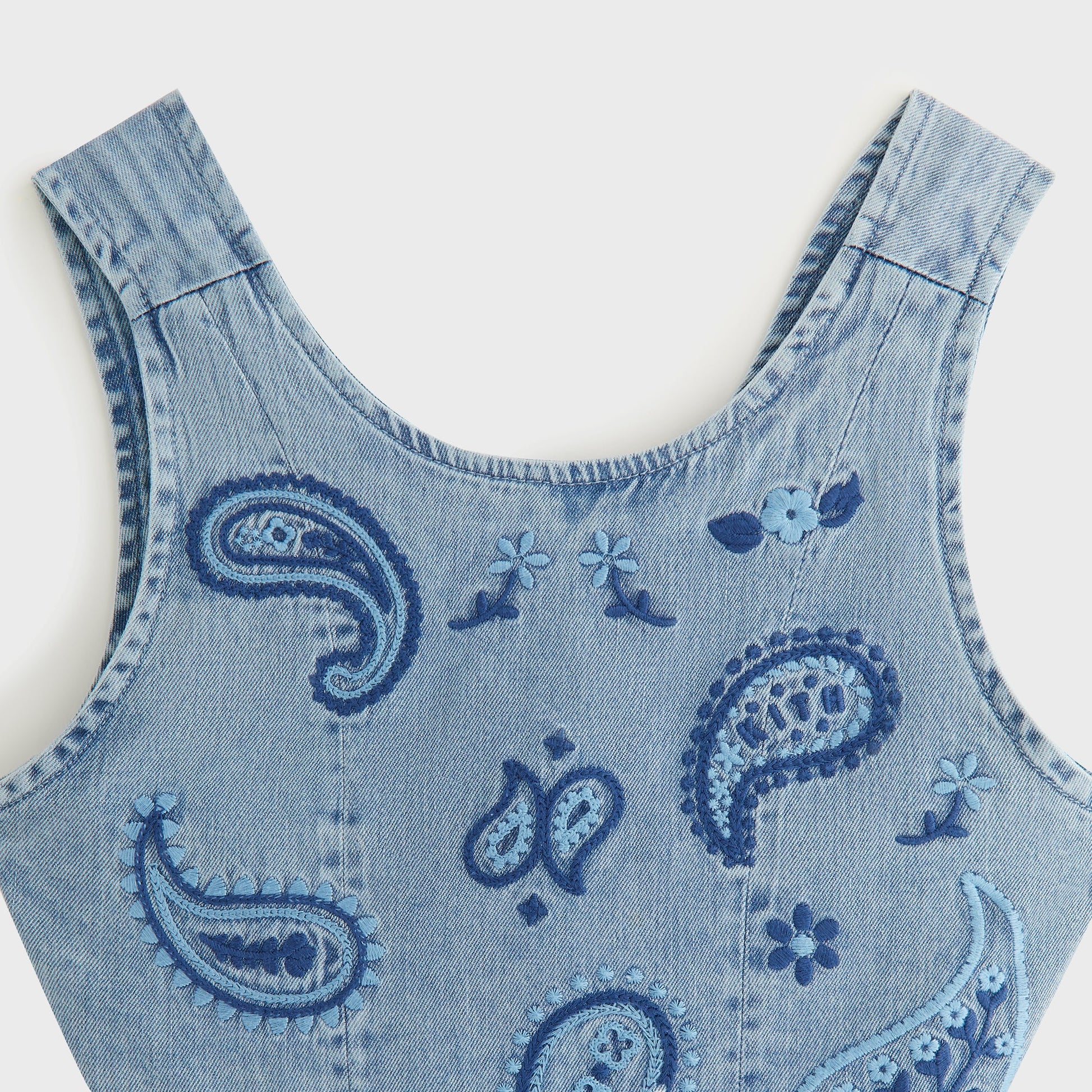 Kids Kith Kith Kids Floral Paisley Chambray Dress - Kent Light Wash