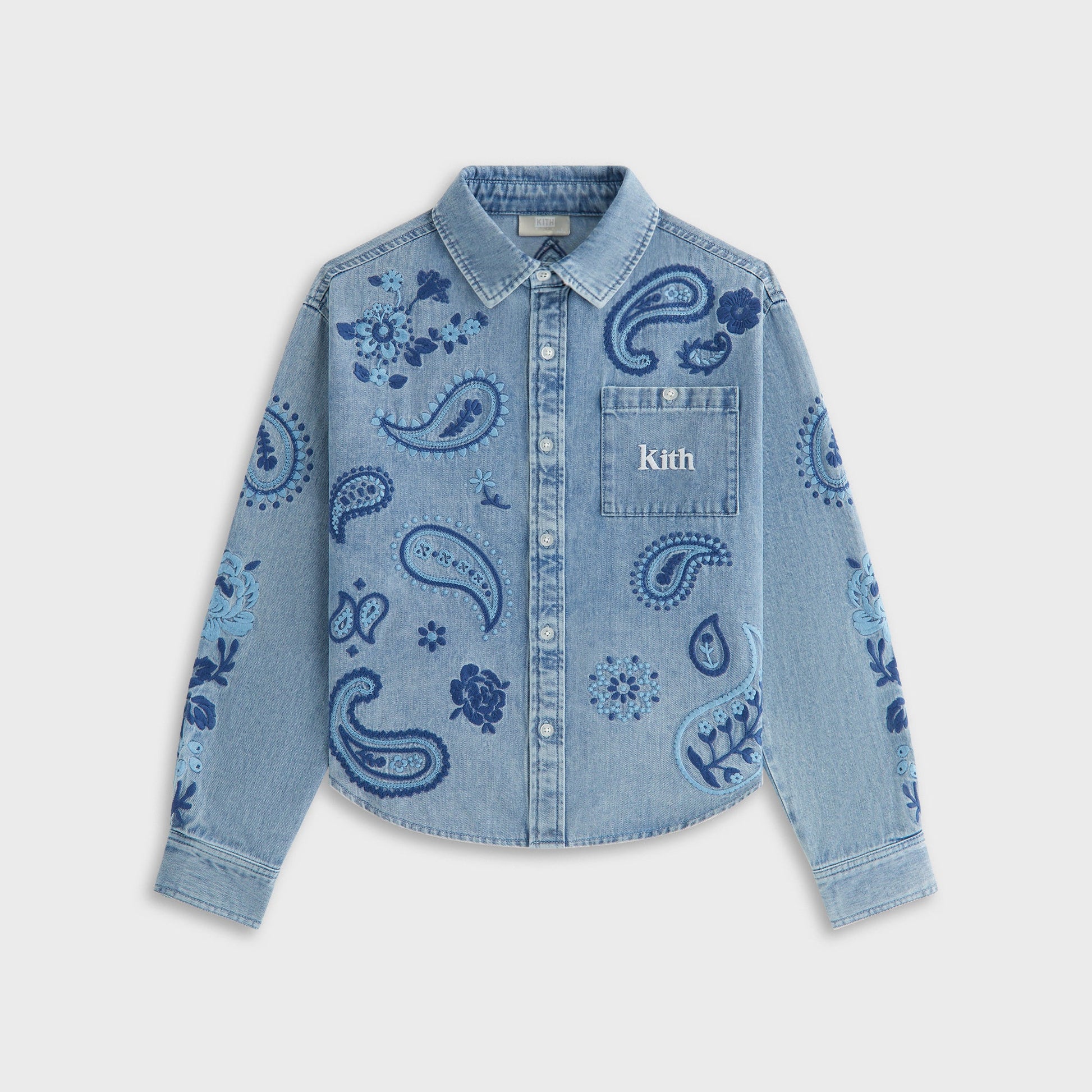 Kids Kith Kith Kids Floral Paisley Chambray Apollo Shirt - Kent Light Wash