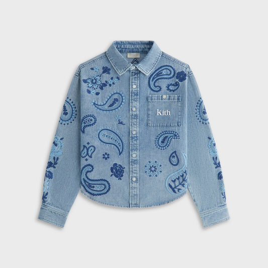 Kids Kith Kith Kids Floral Paisley Chambray Apollo Shirt - Kent Light Wash