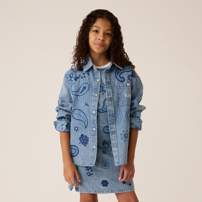 Kids Kith Kith Kids Floral Paisley Chambray Apollo Shirt - Kent Light Wash