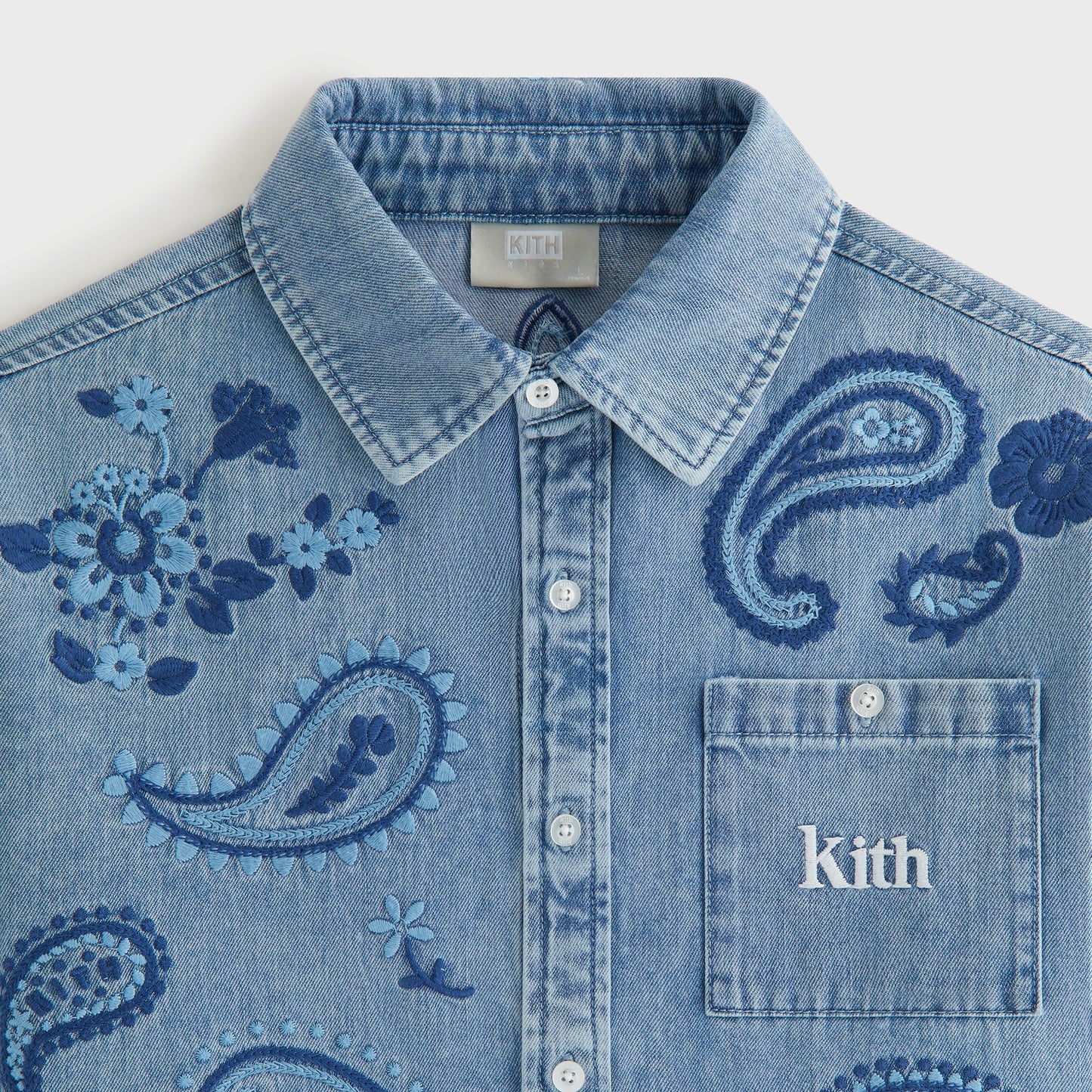 Kids Kith Kith Kids Floral Paisley Chambray Apollo Shirt - Kent Light Wash
