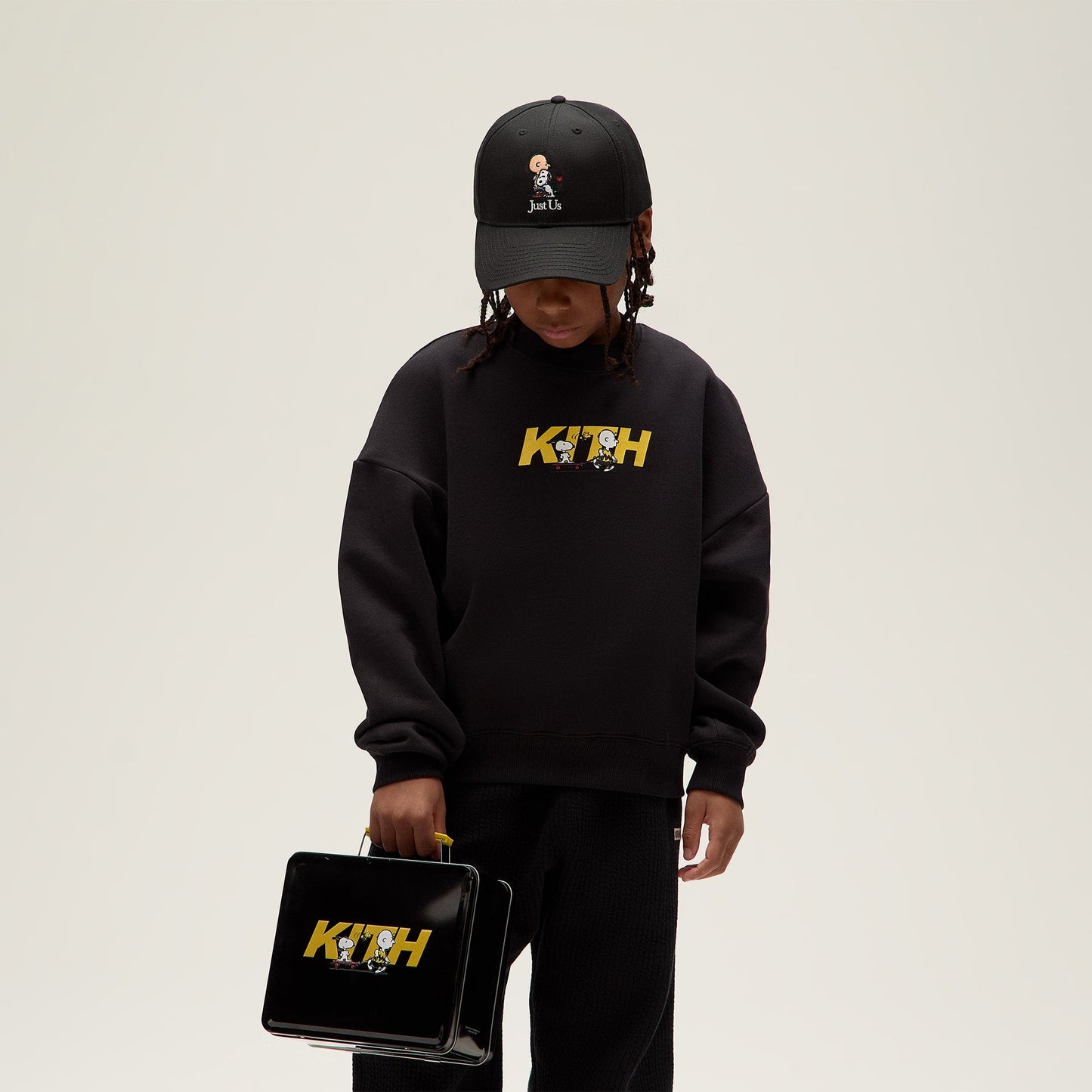 Kids Kith Kith Kids for Peanuts Skateboard Fast Logo Crewneck - Black