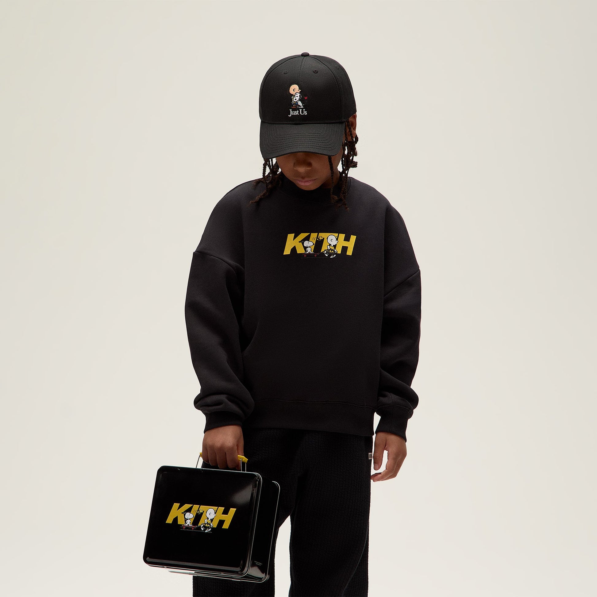Kids Kith Kith Kids for Peanuts Skateboard Fast Logo Crewneck - Black