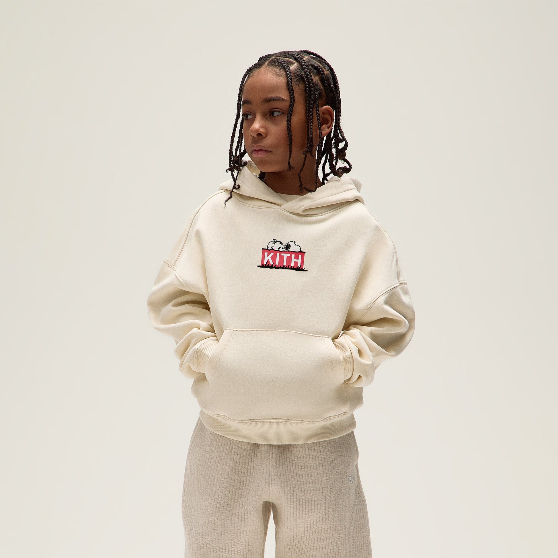 Kids Kith Kith Kids for Peanuts Doghouse Classic Logo Hoodie - Sandrift