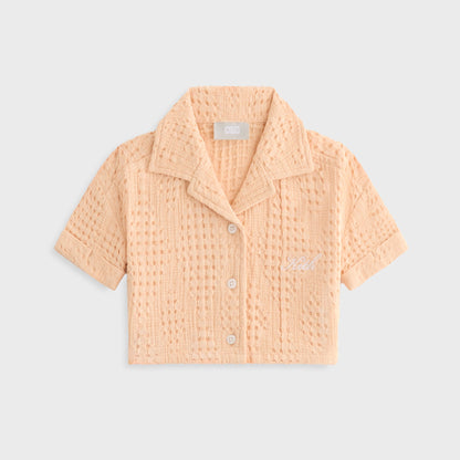 Kids Kith Kith Kids Jayda Cropped Textured Camp Shirt - Mycena