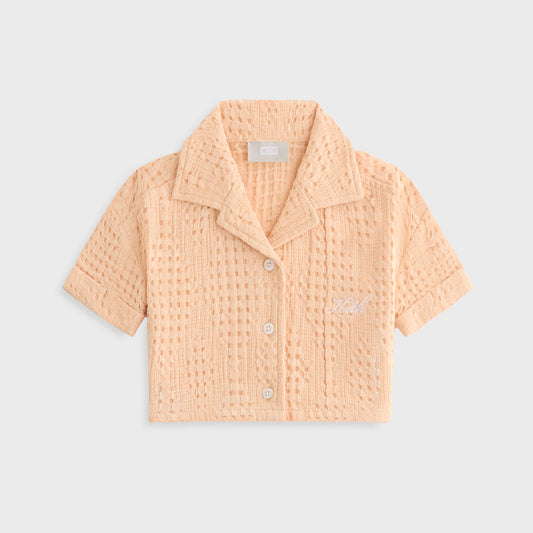Kids Kith Kith Kids Jayda Cropped Textured Camp Shirt - Mycena
