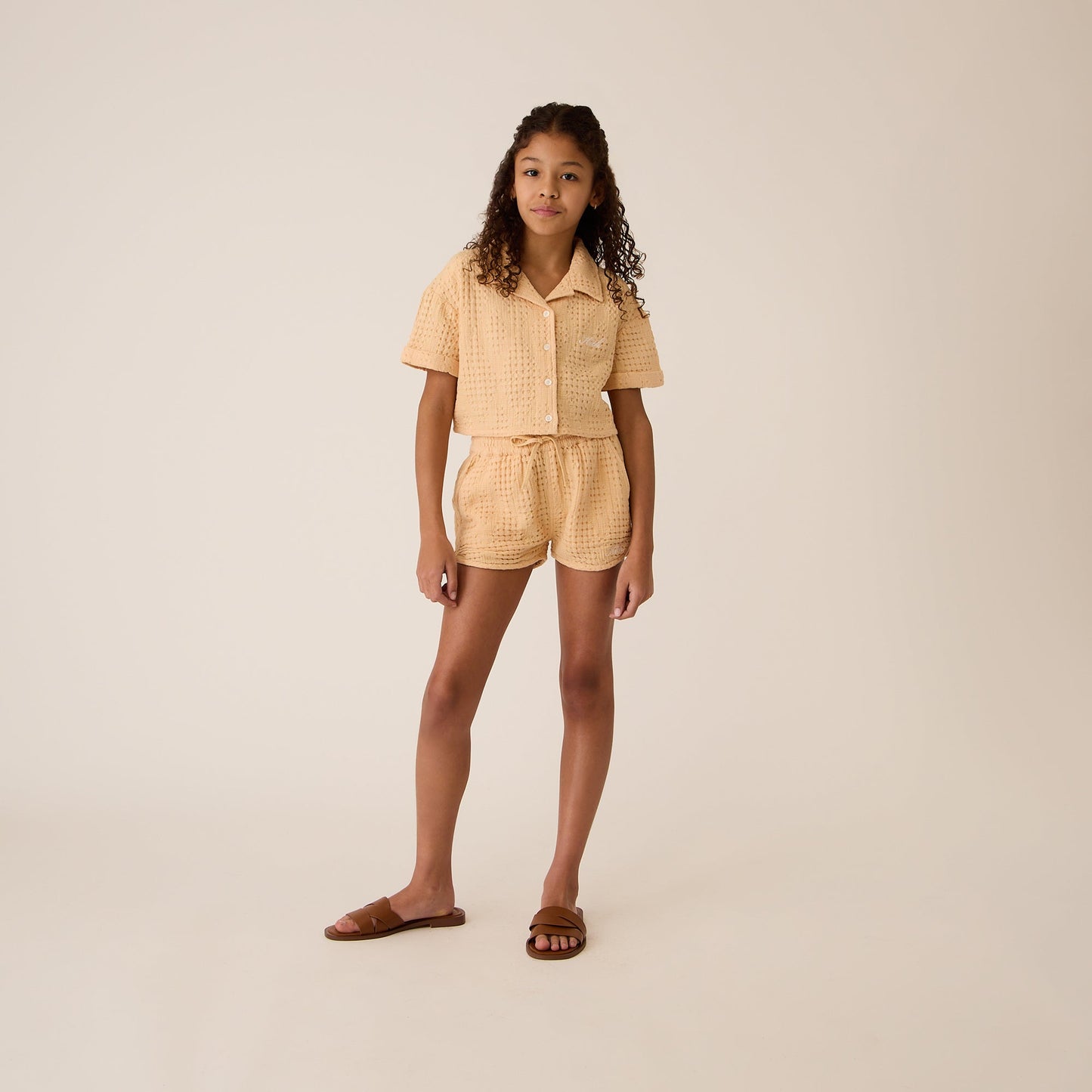 Kids Kith Kith Kids Jayda Cropped Textured Camp Shirt - Mycena