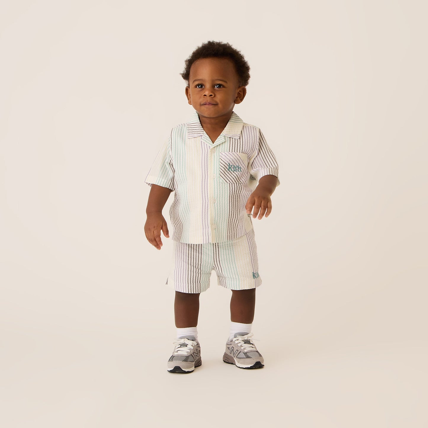 Kids Kith Kith Baby Striped Thompson Camp Short - Mykonos