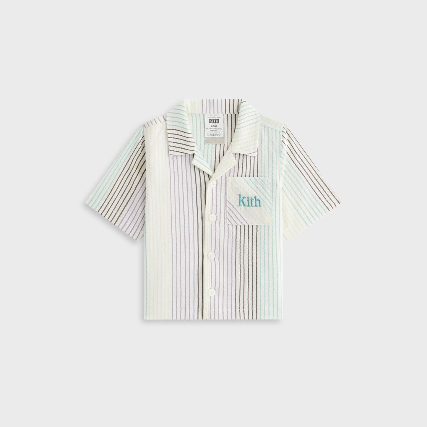 Kids Kith Kith Baby Striped Thompson Camp Shirt - Mykonos