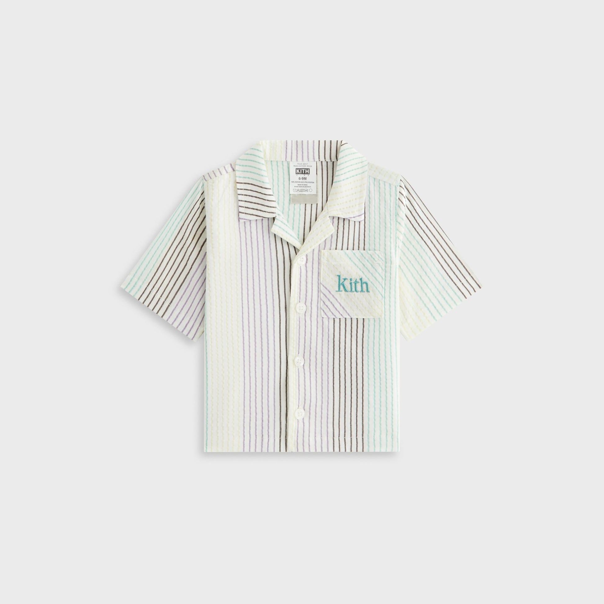 Kids Kith Kith Baby Striped Thompson Camp Shirt - Mykonos
