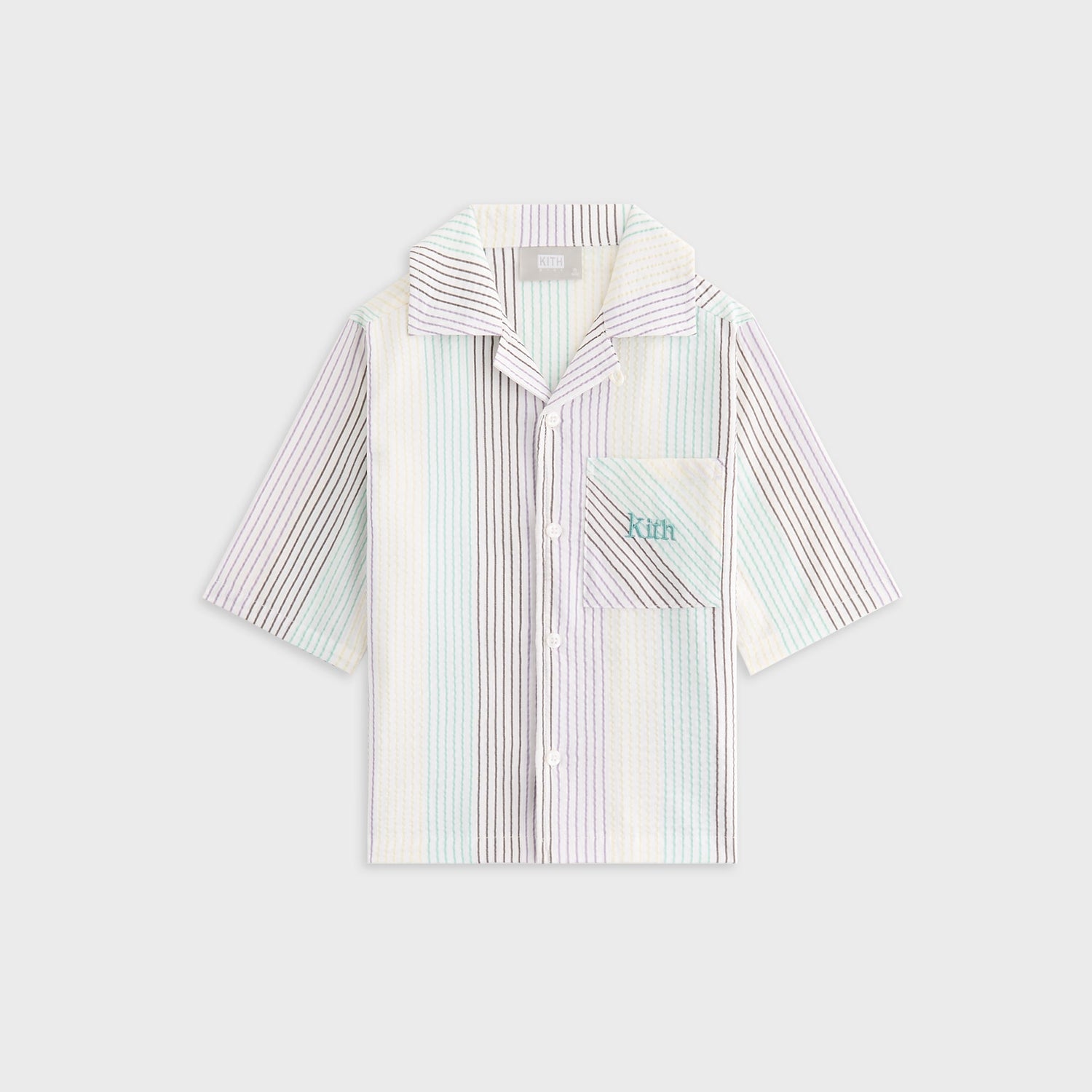 Kids Kith Kith Kids Striped Thompson Camp Shirt - Mykonos
