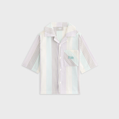 Kids Kith Kith Kids Striped Thompson Camp Shirt - Mykonos