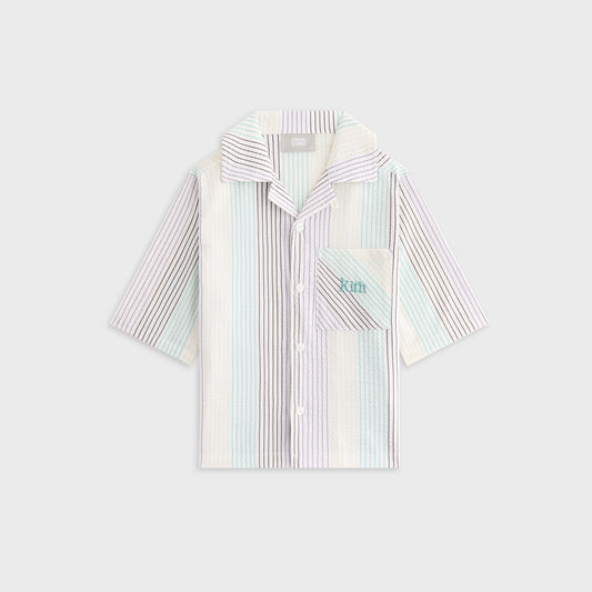Kids Kith Kith Kids Striped Thompson Camp Shirt - Mykonos
