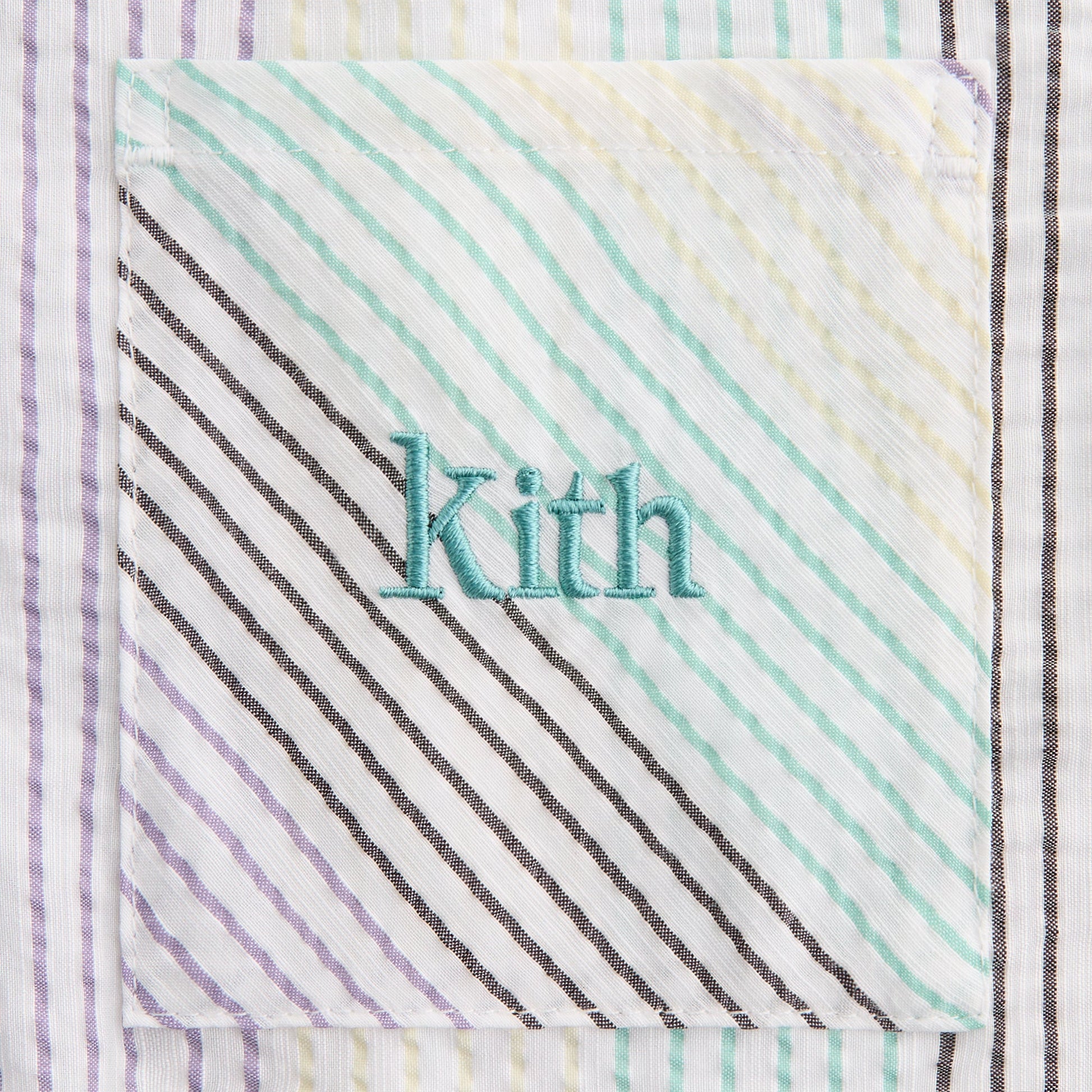 Kids Kith Kith Kids Striped Thompson Camp Shirt - Mykonos