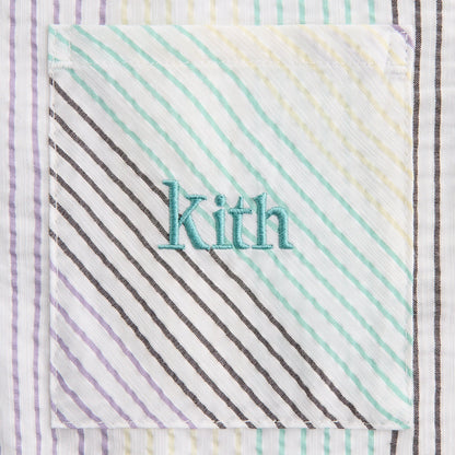 Kids Kith Kith Kids Striped Thompson Camp Shirt - Mykonos