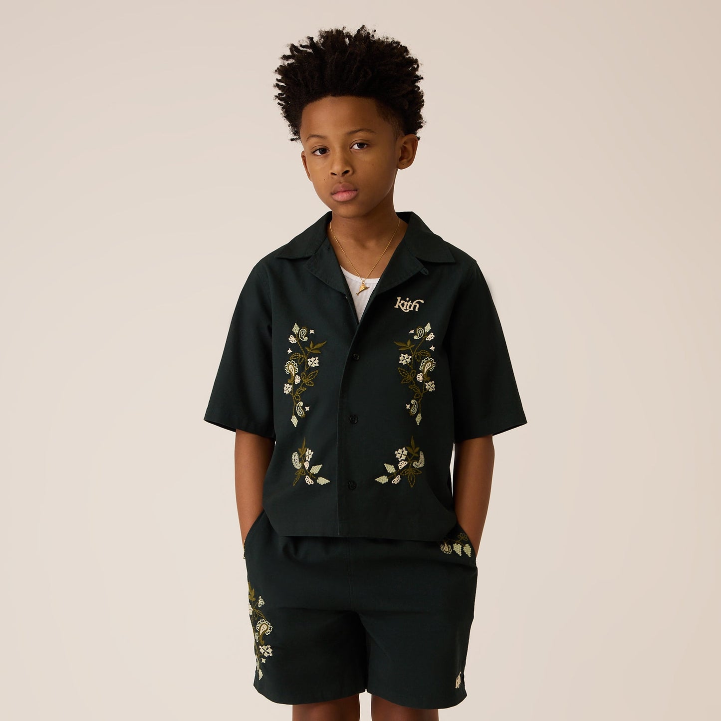 Kids Kith Kith Kids Novelty Thompson Camp Collar Shirt - Stadium