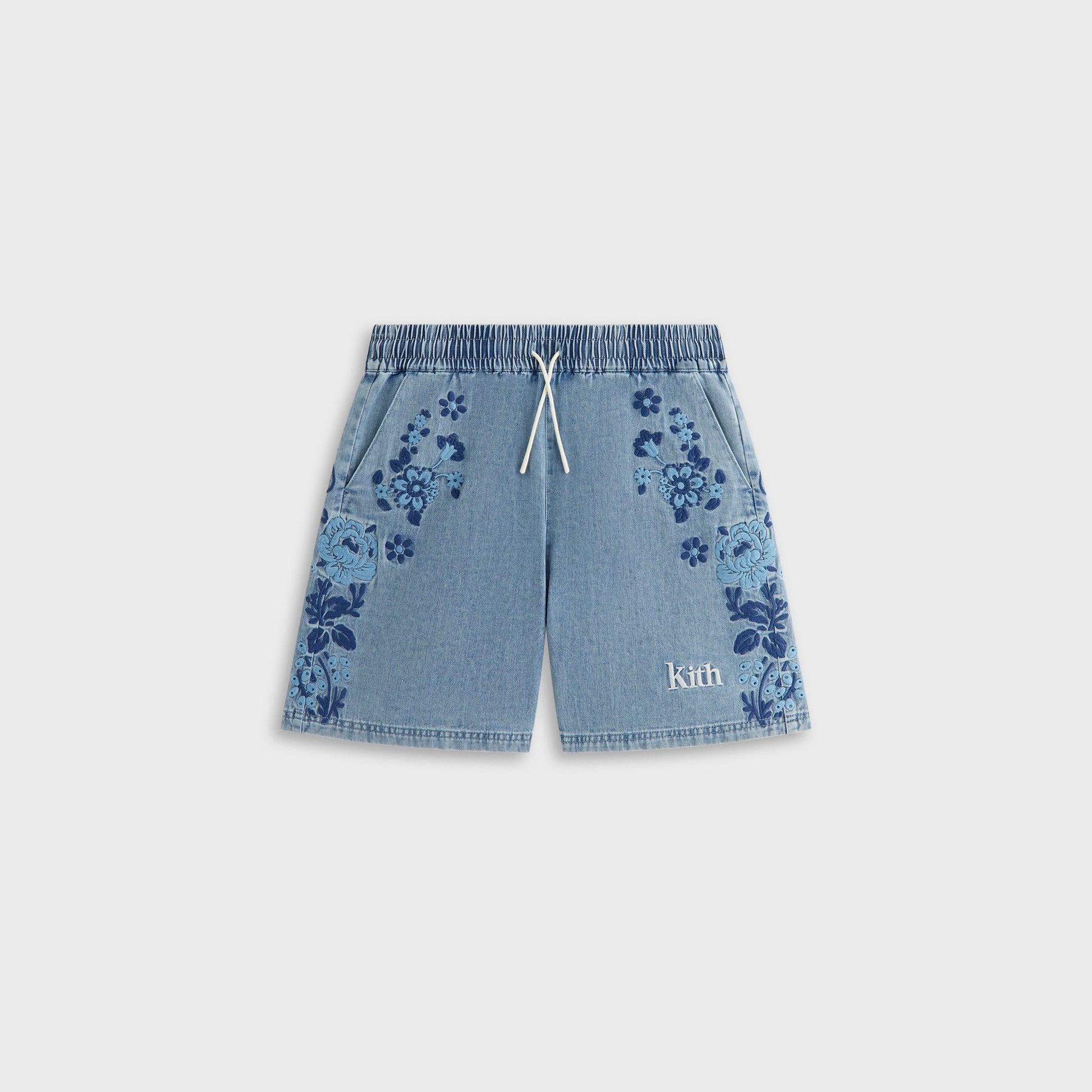 Kids Kith Kith Kids Floral Paisley Chambray Apollo Short - Kent Light Wash