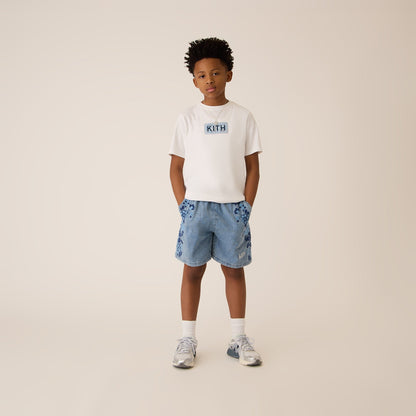 Kids Kith Kith Kids Floral Paisley Chambray Apollo Short - Kent Light Wash