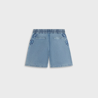 Kids Kith Kith Kids Floral Paisley Chambray Apollo Short - Kent Light Wash