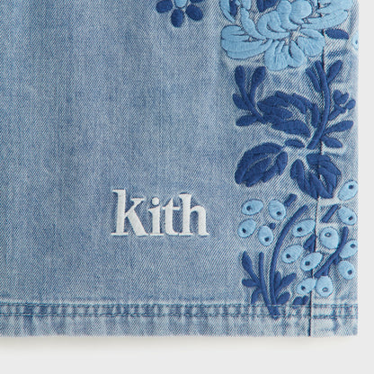 Kids Kith Kith Kids Floral Paisley Chambray Apollo Short - Kent Light Wash