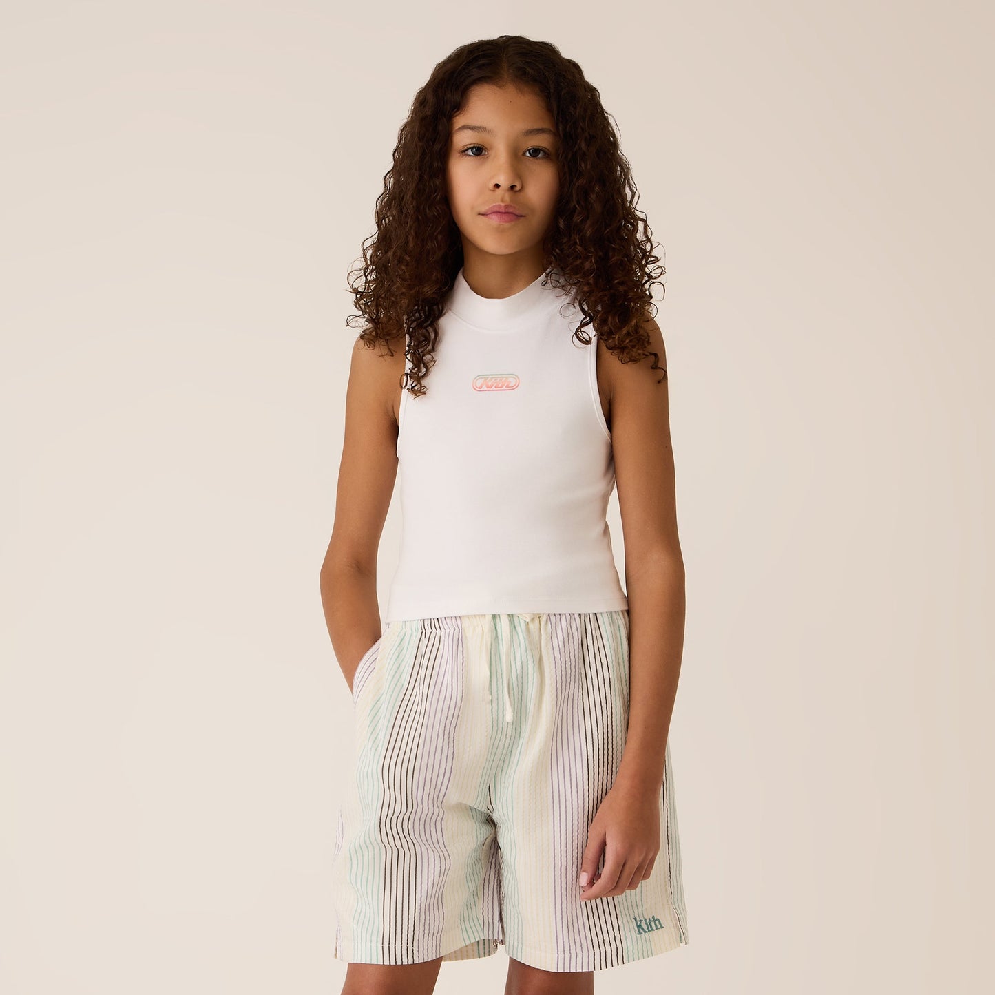 Kids Kith Kith Kids Jordyn Logo Mockneck Tank - White