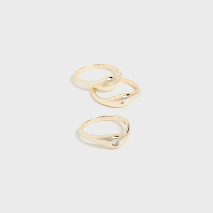 Women Kith SHASHI Delphine Solitaire Ring Set - Gold